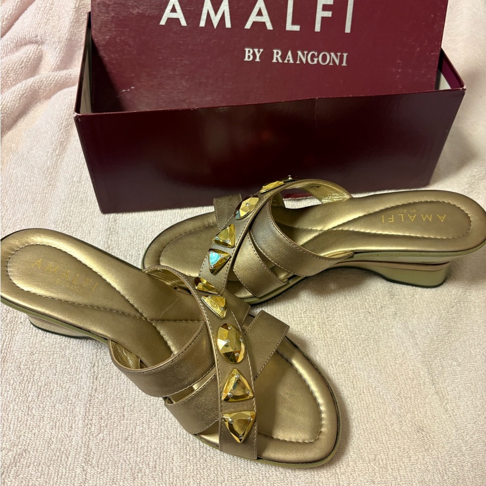Rangoni Gold Women's Sandals with Embellishments